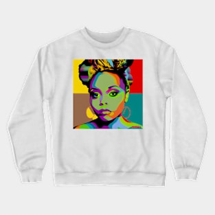 Woman's face on a multicolored background Crewneck Sweatshirt